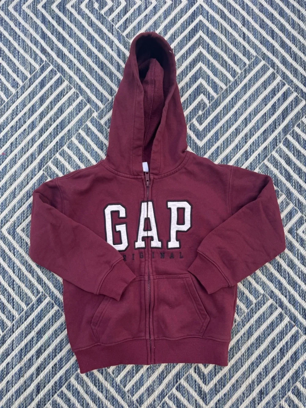 GAP Kids Burgundy Zip-Up Hoodie with White Logo NWOT